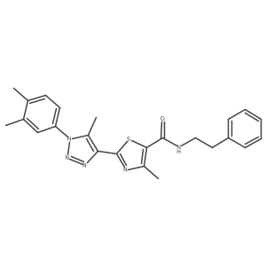 2-[1-(3,4-dimethylphenyl)-5-methyl-1H-1,2,3-triazol-4-yl]-4-methyl-N-(2-phenylethyl)-1,3-thiazole-5-carboxamide结构式