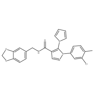 N-(benzo[d][1,3]dioxol-5-ylmethyl)-1-(3-chloro-4-methylphenyl)-5-(1H-pyrrol-1-yl)-1H-pyrazole-4-carboxamide Structure