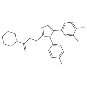 2-((5-(3,4-dichlorophenyl)-1-(p-tolyl)-1H-imidazol-2-yl)thio)-1-(piperidin-1-yl)ethanone Structure