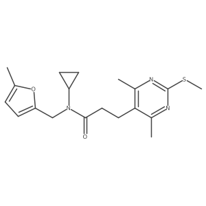 N-cyclopropyl-3-[4,6-dimethyl-2-(methylsulfanyl)pyrimidin-5-yl]-N-[(5-methylfuran-2-yl)methyl]propanamide结构式