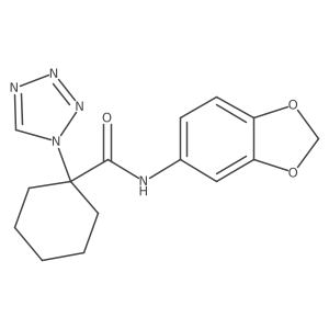 N-(1,3-benzodioxol-5-yl)-1-(1H-tetrazol-1-yl)cyclohexanecarboxamide结构式
