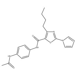N-[4-(acetylamino)phenyl]-4-butyl-2-(1H-pyrrol-1-yl)-1,3-thiazole-5-carboxamide结构式