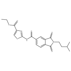 ethyl 2-({[2-(3-methylbutyl)-1,3-dioxo-2,3-dihydro-1H-isoindol-5-yl]carbonyl}amino)-1,3-thiazole-4-carboxylate结构式