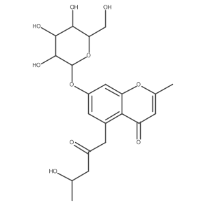 7-Hydroxy-5-(4-hydroxy-2-oxopentyl)-2-methylchromone 7-glucoside结构式