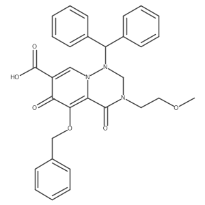 1-benzhydryl-5-(benzyloxy)-3-(2-methoxyethyl)-4,6-dioxo-2,3,4,6-tetrahydro-1H-pyrido[2,1-f][1,2,4]triazine-7-carboxylic acid结构式