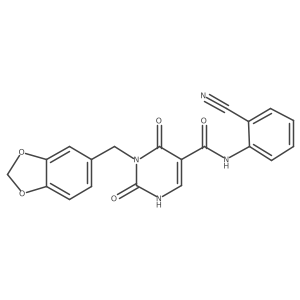 3-(benzo[d][1,3]dioxol-5-ylmethyl)-N-(2-cyanophenyl)-2,4-dioxo-1,2,3,4-tetrahydropyrimidine-5-carboxamide结构式