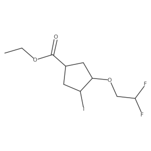 Ethyl 3-(2,2-difluoroethoxy)-4-iodocyclopentane-1-carboxylate结构式