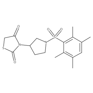 3-(1-((2,3,5,6-Tetramethylphenyl)sulfonyl)pyrrolidin-3-yl)thiazolidine-2,4-dione结构式