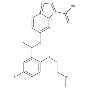 6-[1-[5-Fluoro-2-[2-(methylamino)ethoxy]phenyl]ethoxy]-imidazo[1,2-b]pyridazine-3-carboxylic acid结构式