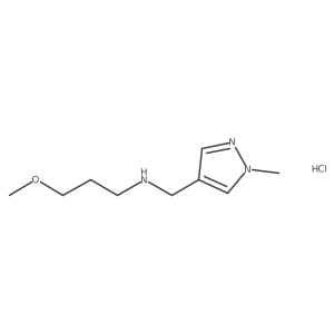 3-Methoxy-N-((1-methyl-1H-pyrazol-4-yl)methyl)propan-1-amine hydrochloride结构式
