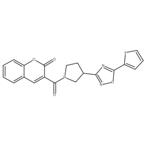 3-(3-(5-(thiophen-2-yl)-1,2,4-oxadiazol-3-yl)pyrrolidine-1-carbonyl)-2H-chromen-2-one Structure