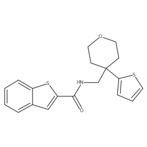 N-((4-(thiophen-2-yl)tetrahydro-2H-pyran-4-yl)methyl)benzo[b]thiophene-2-carboxamide Structure