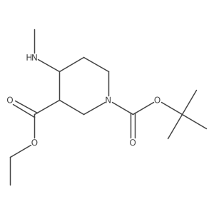 1-(Tert-butyl) 3-ethyl 4-(methylamino)piperidine-1,3-dicarboxylate结构式