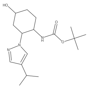 tert-butyl N-{4-hydroxy-2-[4-(propan-2-yl)-1H-pyrazol-1-yl]cyclohexyl}carbamate结构式