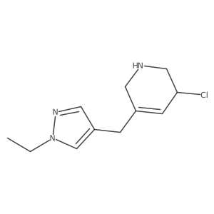 3-chloro-5-[(1-ethyl-1H-pyrazol-4-yl)methyl]-1,2,3,6-tetrahydropyridine结构式