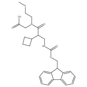 2-[2-cyclobutyl-3-({[(9H-fluoren-9-yl)methoxy]carbonyl}amino)-N-[2-(methylsulfanyl)ethyl]propanamido]acetic acid结构式