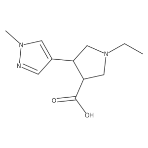 1-ethyl-4-(1-methyl-1H-pyrazol-4-yl)pyrrolidine-3-carboxylic acid结构式