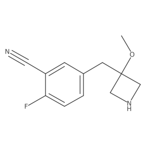2-Fluoro-5-[(3-methoxyazetidin-3-yl)methyl]benzonitrile Structure