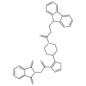 (9H-fluoren-9-yl)methyl 4-(4-{[(1,3-dioxo-2,3-dihydro-1H-isoindol-2-yl)oxy]carbonyl}-1,3-oxazol-5-yl)piperidine-1-carboxylate结构式