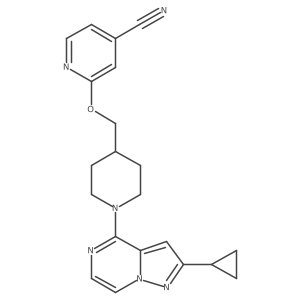 2-[(1-{2-Cyclopropylpyrazolo[1,5-a]pyrazin-4-yl}piperidin-4-yl)methoxy]pyridine-4-carbonitrile结构式