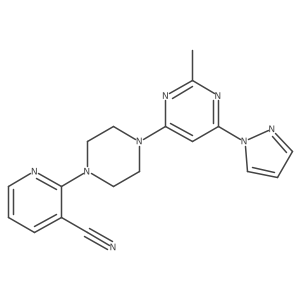 2-{4-[2-methyl-6-(1H-pyrazol-1-yl)pyrimidin-4-yl]piperazin-1-yl}pyridine-3-carbonitrile结构式
