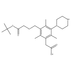 2-(3-{[2-(Tert-butoxy)-2-oxoethoxy]methyl}-2,4,6-trimethyl-5-(piperazin-1-yl)phenyl)acetic acid结构式