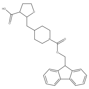 rac-(2R,3R)-2-[(1-{[(9H-fluoren-9-yl)methoxy]carbonyl}piperidin-4-yl)methyl]oxolane-3-carboxylic acid Structure
