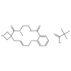 (4E)-9-Methylspiro[2-oxa-9,12-diazabicyclo[12.4.0]octadeca-1(18),4,14,16-tetraene-7,3'-azetidine]-8,13-dione;2,2,2-trifluoroacetic acid Structure
