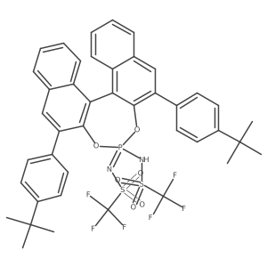 (11BR)-N-(2,6-bis(4-(tert-butyl)phenyl)-4-(((trifluoromethyl)sulfonyl)imino)-4l5-dinaphtho[2,1-d:1',2'-f][1,3,2]dioxaphosphepin-4-yl)-1,1,1-trifluoromethanesulfonamide结构式