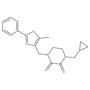 1-(Cyclopropylmethyl)-4-[(5-methyl-2-phenyl-1,3-oxazol-4-yl)methyl]piperazine-2,3-dione结构式