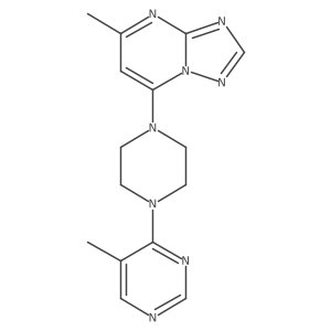 5-Methyl-4-(4-{5-methyl-[1,2,4]triazolo[1,5-a]pyrimidin-7-yl}piperazin-1-yl)pyrimidine结构式