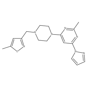 2-methyl-4-{4-[(5-methyl-1,2-oxazol-3-yl)methyl]piperazin-1-yl}-6-(1H-pyrazol-1-yl)pyrimidine结构式