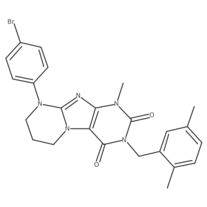 9-(4-bromophenyl)-3-(2,5-dimethylbenzyl)-1-methyl-6,7,8,9-tetrahydropyrimido[2,1-f]purine-2,4(1H,3H)-dione结构式