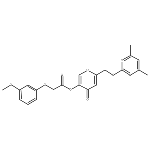 6-(((4,6-dimethylpyrimidin-2-yl)thio)methyl)-4-oxo-4H-pyran-3-yl 2-(3-methoxyphenoxy)acetate Structure