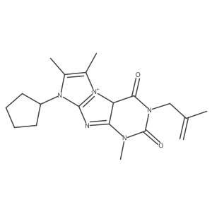 6-cyclopentyl-4,7,8-trimethyl-2-(2-methylprop-2-enyl)-9aH-purino[7,8-a]imidazol-9-ium-1,3-dione结构式