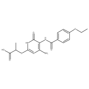 2-((4-Amino-5-(4-ethoxybenzamido)-6-oxo-1,6-dihydropyrimidin-2-yl)thio)propanoic acid结构式