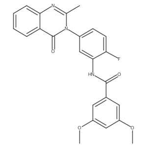 N-(2-fluoro-5-(2-methyl-4-oxoquinazolin-3(4H)-yl)phenyl)-3,5-dimethoxybenzamide结构式
