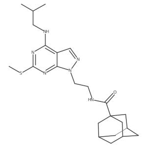 N-(2-{4-[(2-methylpropyl)amino]-6-(methylsulfanyl)-1H-pyrazolo[3,4-d]pyrimidin-1-yl}ethyl)adamantane-1-carboxamide Structure