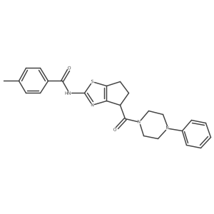 4-methyl-N-(4-(4-phenylpiperazine-1-carbonyl)-5,6-dihydro-4H-cyclopenta[d]thiazol-2-yl)benzamide Structure