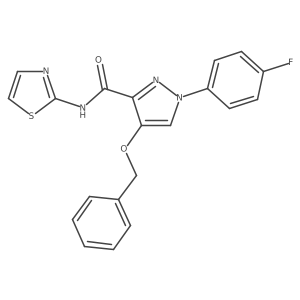 4-(benzyloxy)-1-(4-fluorophenyl)-N-(thiazol-2-yl)-1H-pyrazole-3-carboxamide结构式