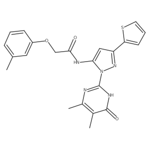 N-(1-(4,5-dimethyl-6-oxo-1,6-dihydropyrimidin-2-yl)-3-(thiophen-2-yl)-1H-pyrazol-5-yl)-2-(m-tolyloxy)acetamide结构式