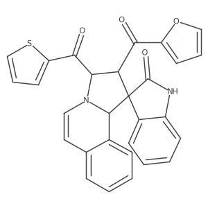 (2'S,3S,3'S,10'bR)-2'-(furan-2-carbonyl)-3'-(thiophene-2-carbonyl)spiro[1H-indole-3,1'-3,10b-dihydro-2H-pyrrolo[2,1-a]isoquinoline]-2-one结构式
