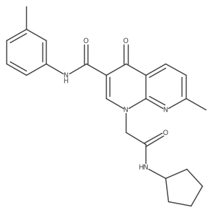 1-(2-(cyclopentylamino)-2-oxoethyl)-7-methyl-4-oxo-N-(m-tolyl)-1,4-dihydro-1,8-naphthyridine-3-carboxamide结构式