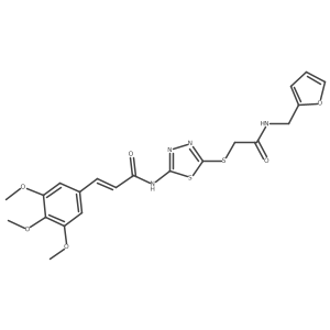 (E)-N-(5-((2-((furan-2-ylmethyl)amino)-2-oxoethyl)thio)-1,3,4-thiadiazol-2-yl)-3-(3,4,5-trimethoxyphenyl)acrylamide结构式