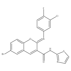 (2Z)-6-bromo-2-[(3-chloro-4-fluorophenyl)imino]-N-(1,3-thiazol-2-yl)-2H-chromene-3-carboxamide结构式