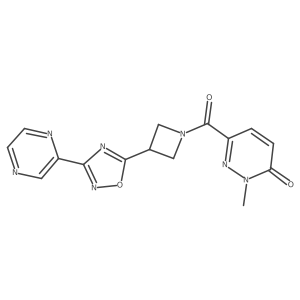2-methyl-6-(3-(3-(pyrazin-2-yl)-1,2,4-oxadiazol-5-yl)azetidine-1-carbonyl)pyridazin-3(2H)-one结构式