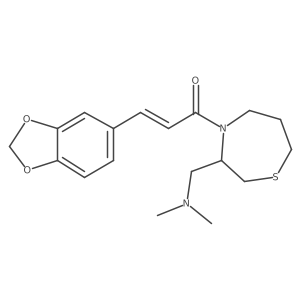 (E)-3-(benzo[d][1,3]dioxol-5-yl)-1-(3-((dimethylamino)methyl)-1,4-thiazepan-4-yl)prop-2-en-1-one结构式