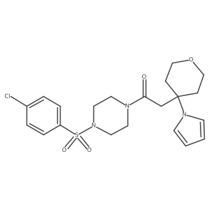 1-{4-[(4-chlorophenyl)sulfonyl]piperazin-1-yl}-2-[4-(1H-pyrrol-1-yl)tetrahydro-2H-pyran-4-yl]ethanone Structure
