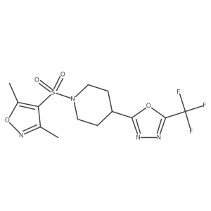 2-(1-((3,5-Dimethylisoxazol-4-yl)sulfonyl)piperidin-4-yl)-5-(trifluoromethyl)-1,3,4-oxadiazole结构式