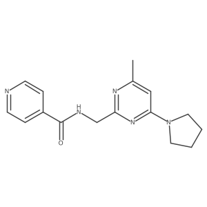N-((4-methyl-6-(pyrrolidin-1-yl)pyrimidin-2-yl)methyl)isonicotinamide结构式